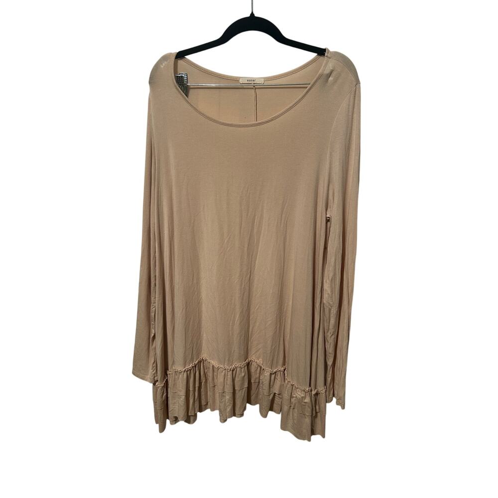 Easel Ruffle Tunic Blouse Cream/ Faint Peach 3XL
